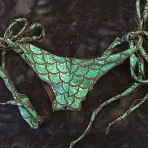 Mermaid print side tie rave scrunch back bottoms